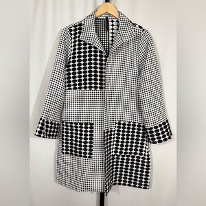 IC by Connie K Black and White Polka Dot Patchwork Coat Women’s Size Large